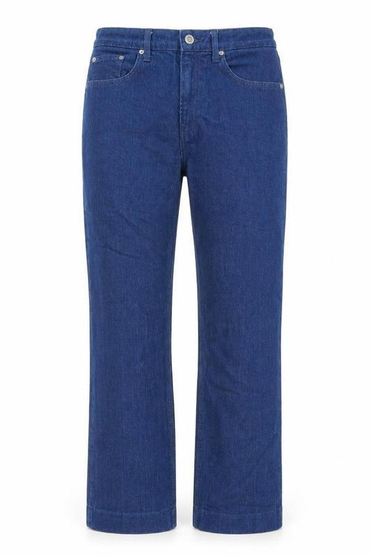 Front view of Zara Women Blue Straight Jeans, size 10, Regular Fit Denim