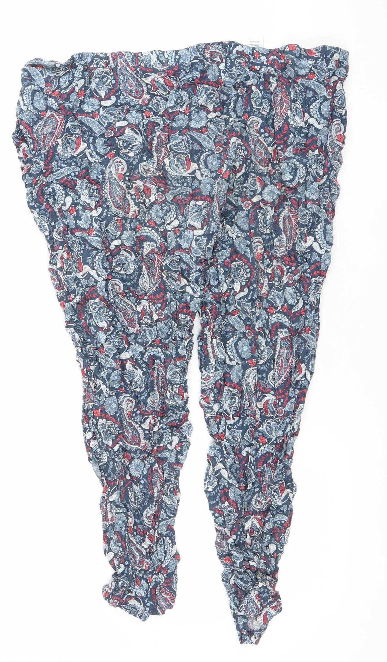 Next Women Blue Paisley Harem Trousers Size 18 Viscose