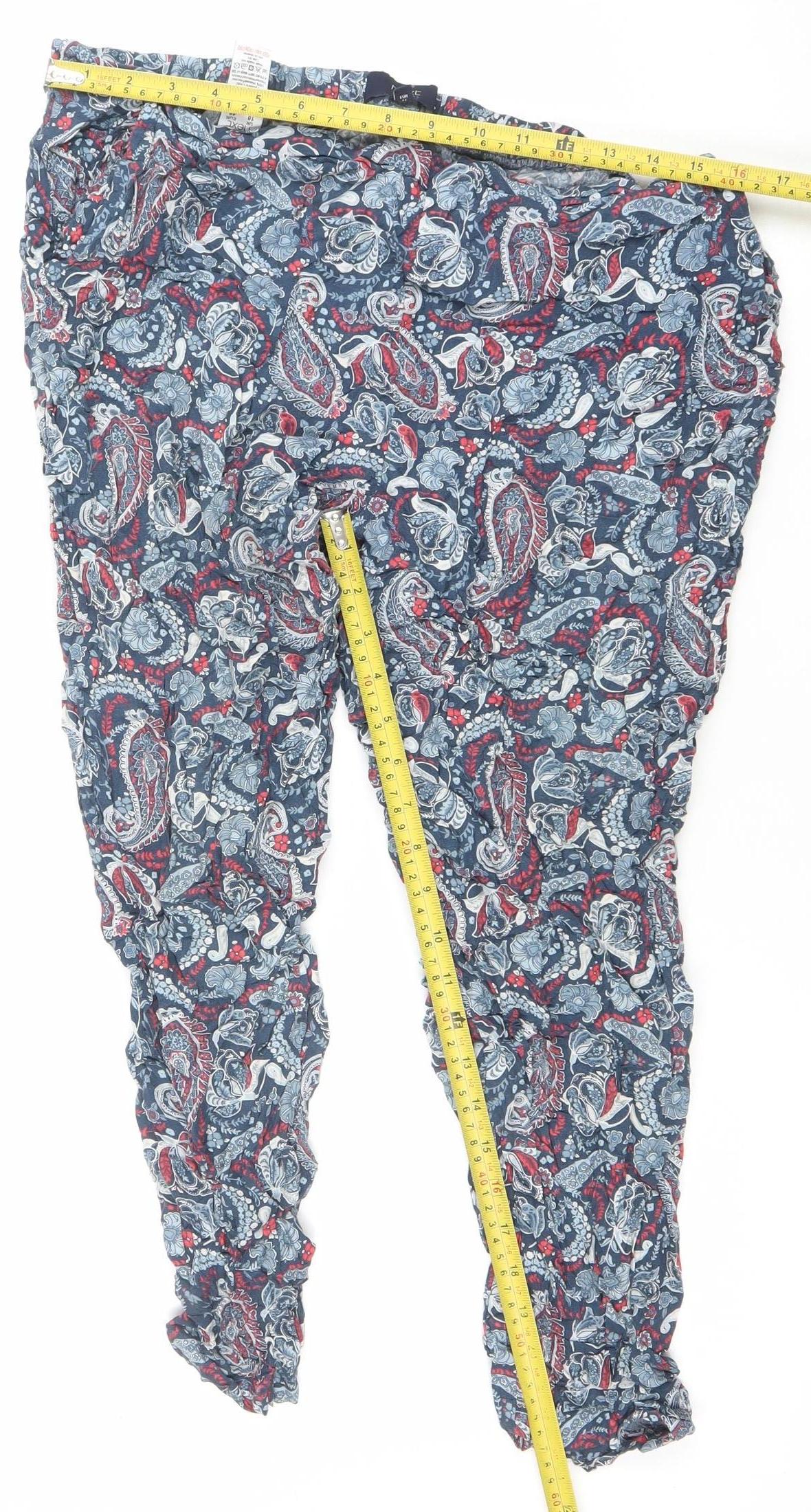Next Women Blue Paisley Harem Trousers Size 18 Viscose