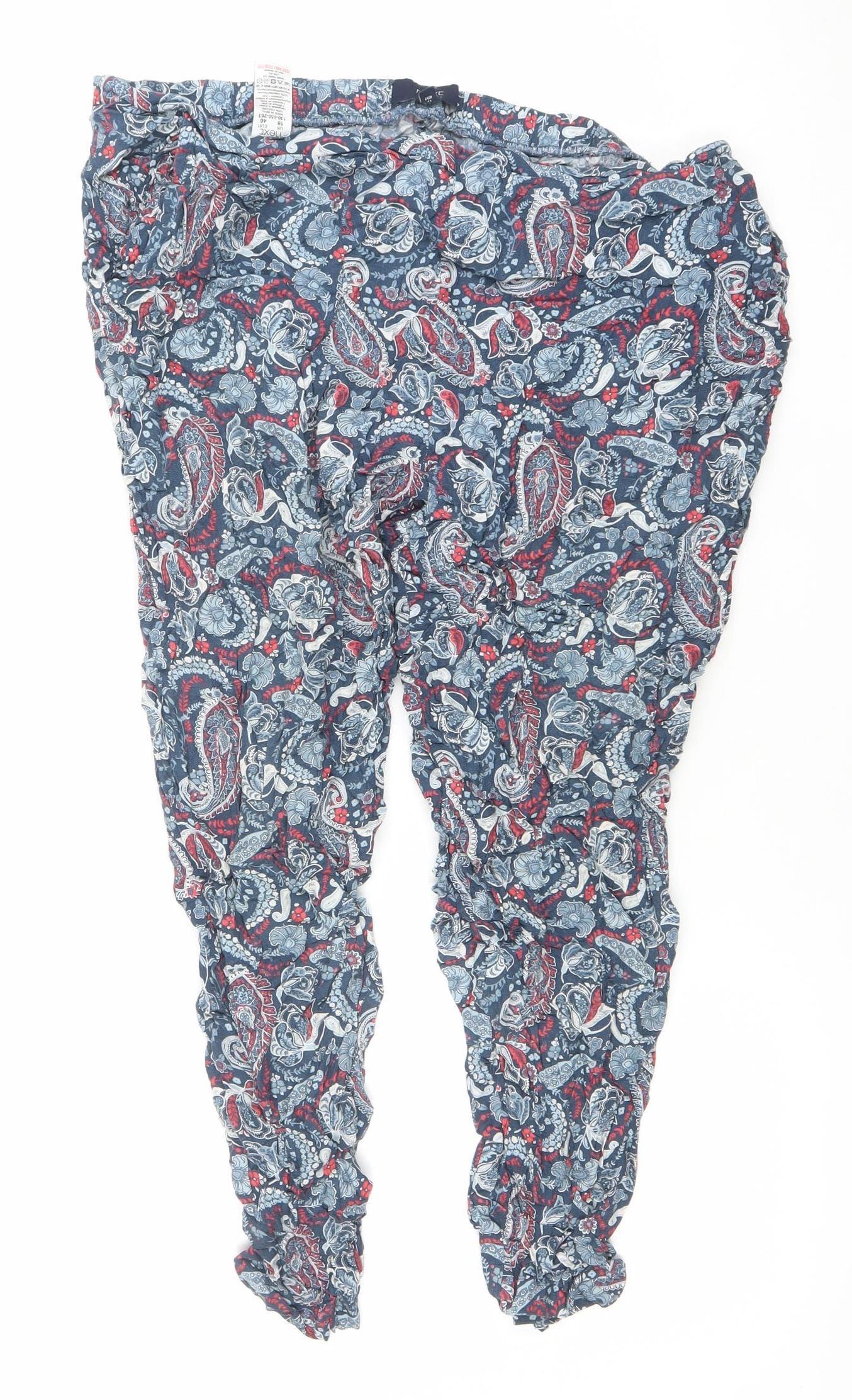 Next Women Blue Paisley Harem Trousers Size 18 Viscose