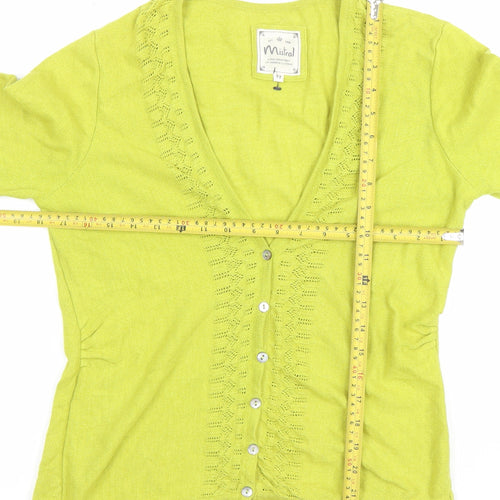 Mistral Women's Green Cotton Knit V-Neck Cardigan Size 12