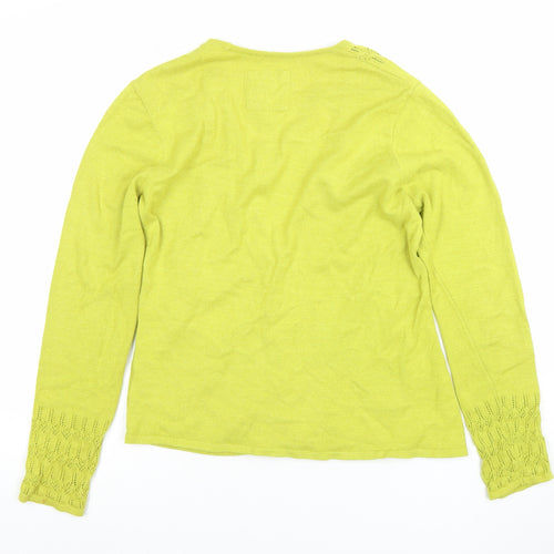 Mistral Women's Green Cotton Knit V-Neck Cardigan Size 12