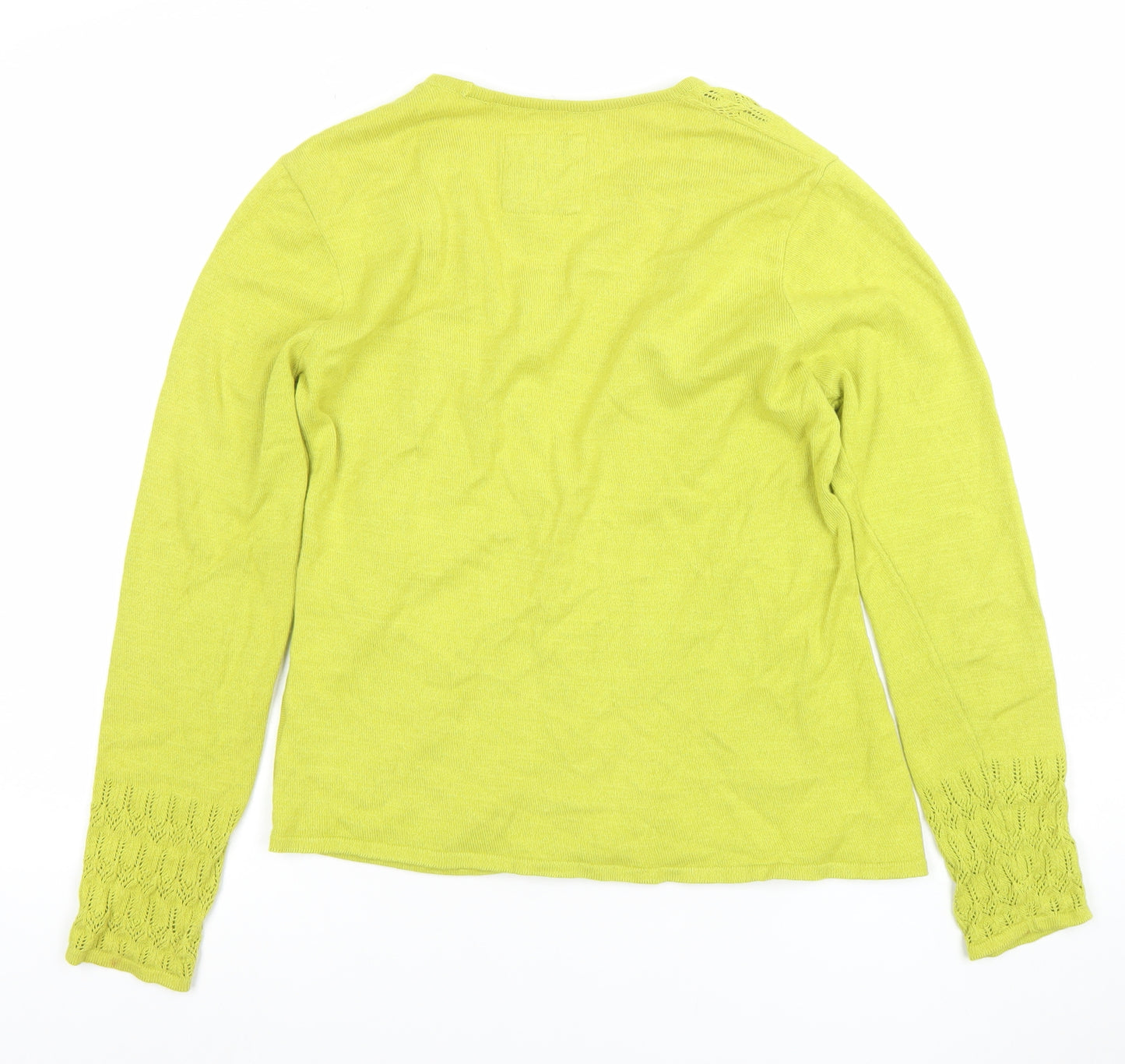 Mistral Women's Green Cotton Knit V-Neck Cardigan Size 12