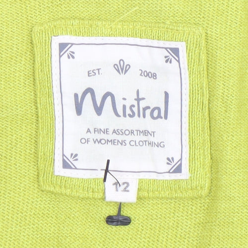 Mistral Women's Green Cotton Knit V-Neck Cardigan Size 12