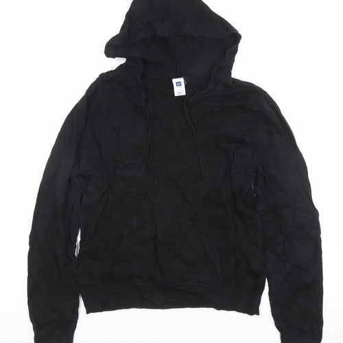 GAP Women Black Large Pullover Hoodie 100% Cotton Casual Sweatshirt