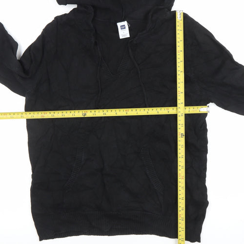 GAP Women Black Large Pullover Hoodie 100% Cotton Casual Sweatshirt