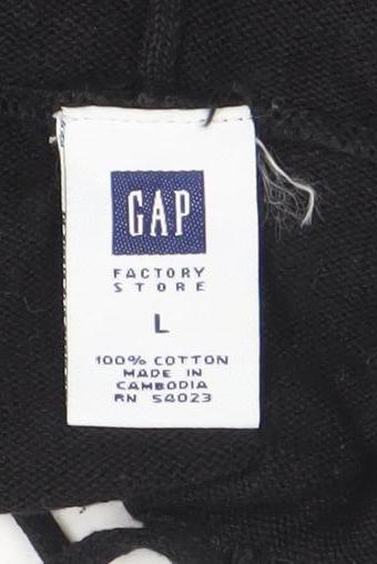 GAP Women Black Large Pullover Hoodie 100% Cotton Casual Sweatshirt