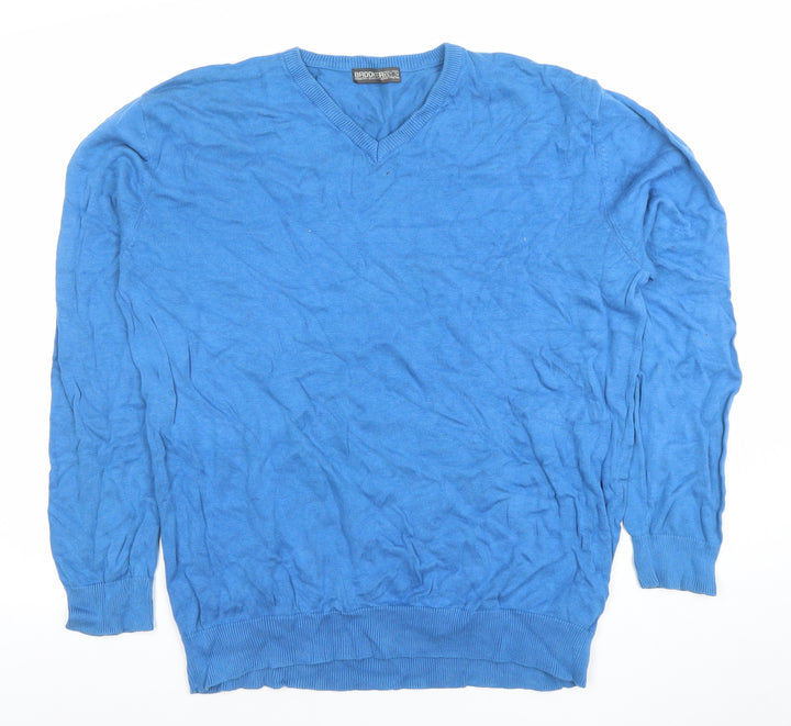 Brook Taverner Men's Blue Cotton V-Neck Jumper Size L