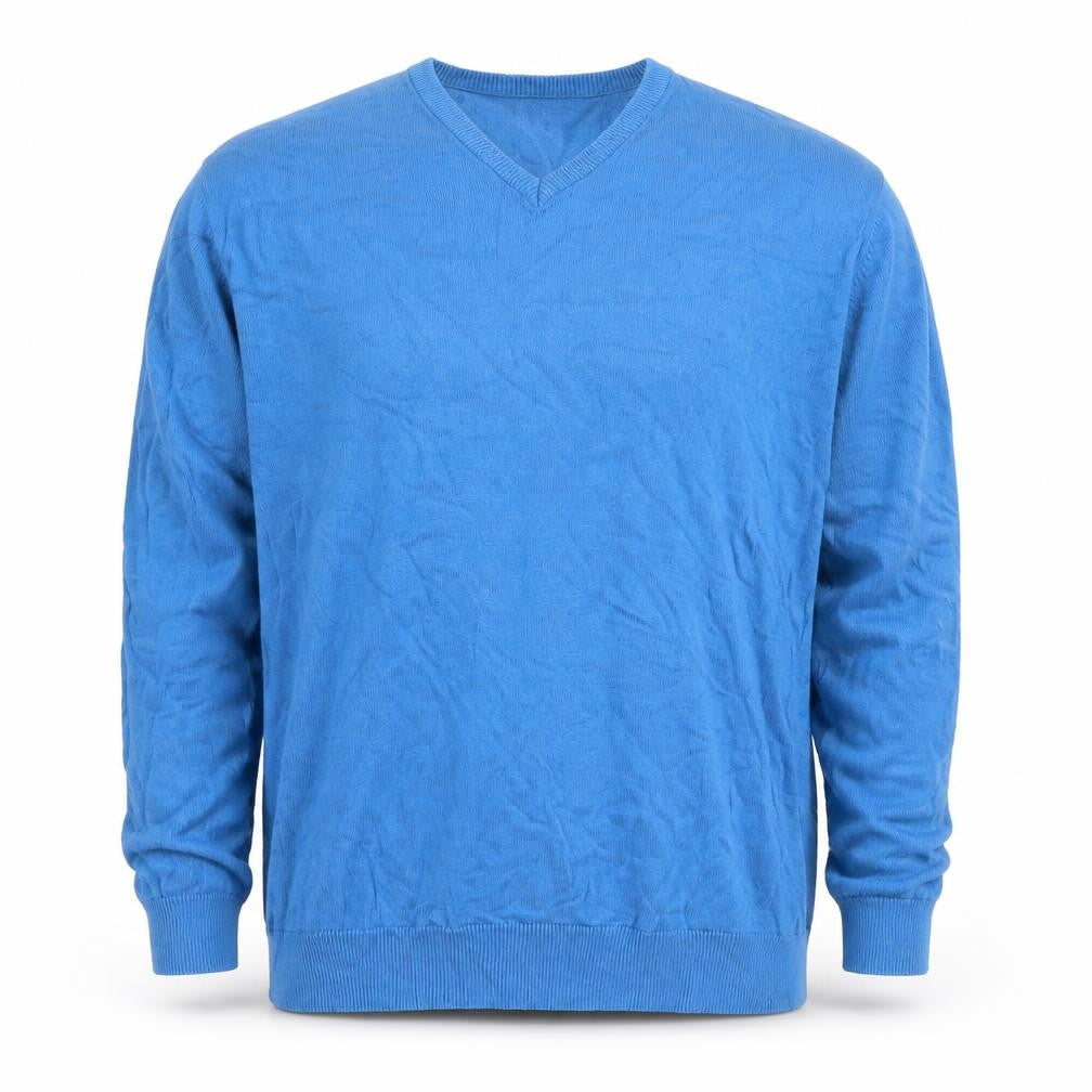 Brook Taverner Men's Blue Cotton V-Neck Jumper Size L