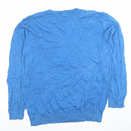 Brook Taverner Men's Blue Cotton V-Neck Jumper Size L