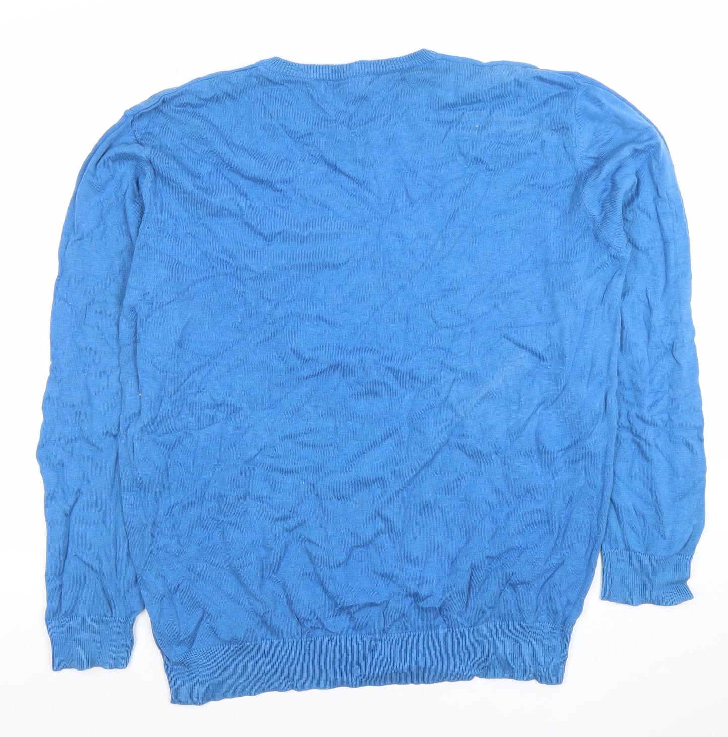 Brook Taverner Men's Blue Cotton V-Neck Jumper Size L