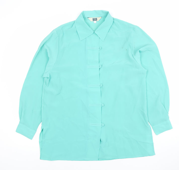 Soon Women's Green Size 12 Collared Long Sleeve Polyester Blouse