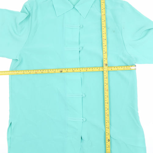 Soon Women's Green Size 12 Collared Long Sleeve Polyester Blouse