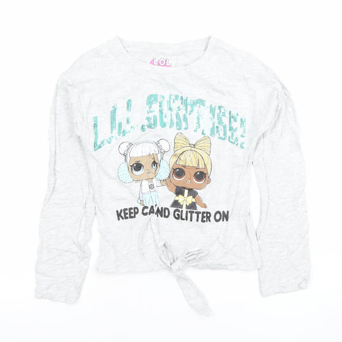 Nutmeg Girls Grey LOL Surprise Long Sleeve Glitter Tie Front T-Shirt 7-8 Years