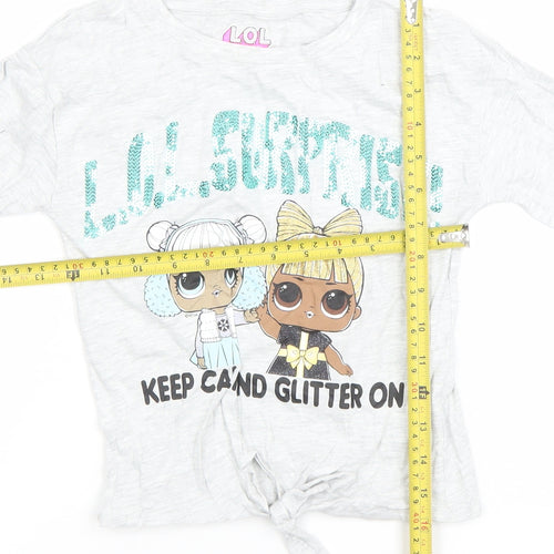 Nutmeg Girls Grey LOL Surprise Long Sleeve Glitter Tie Front T-Shirt 7-8 Years