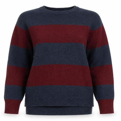 Atmosphere Women’s Navy & Burgundy Striped Pullover Jumper UK 16