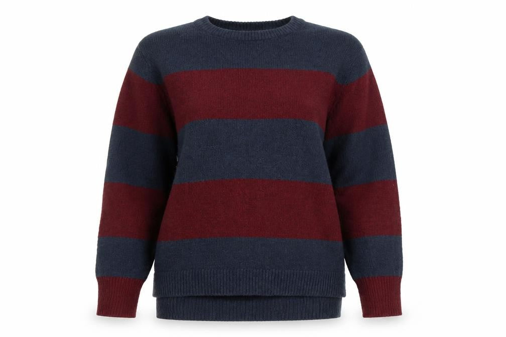 Atmosphere Women’s Navy & Burgundy Striped Pullover Jumper UK 16