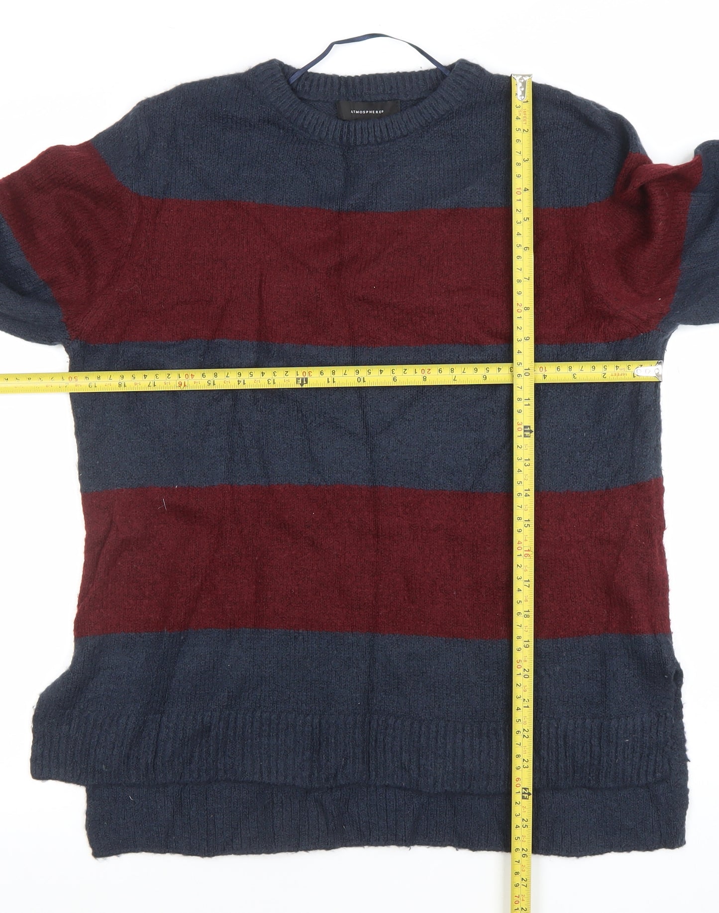 Atmosphere Women’s Navy & Burgundy Striped Pullover Jumper UK 16