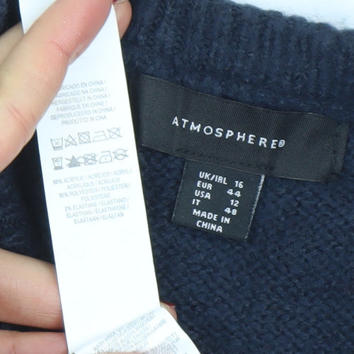 Atmosphere Women’s Navy & Burgundy Striped Pullover Jumper UK 16