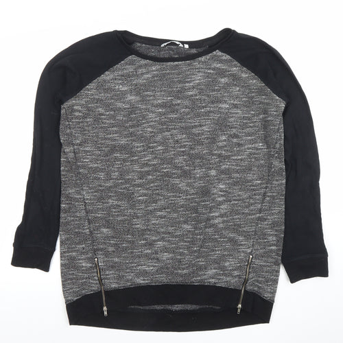 Look Womens Black Size 16 Crew Neck Long Sleeve Zip Jumper