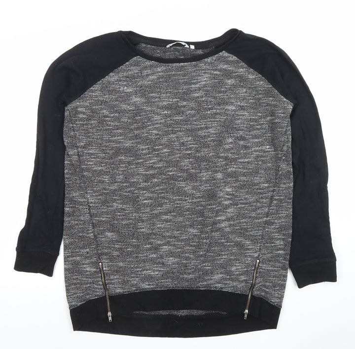Look Womens Black Size 16 Crew Neck Long Sleeve Zip Jumper