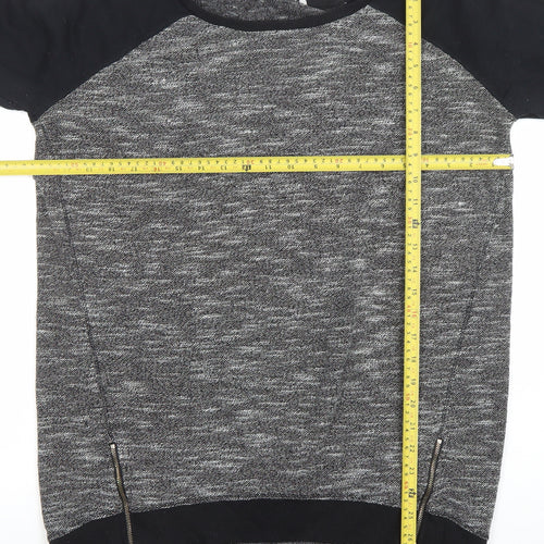 Look Womens Black Size 16 Crew Neck Long Sleeve Zip Jumper