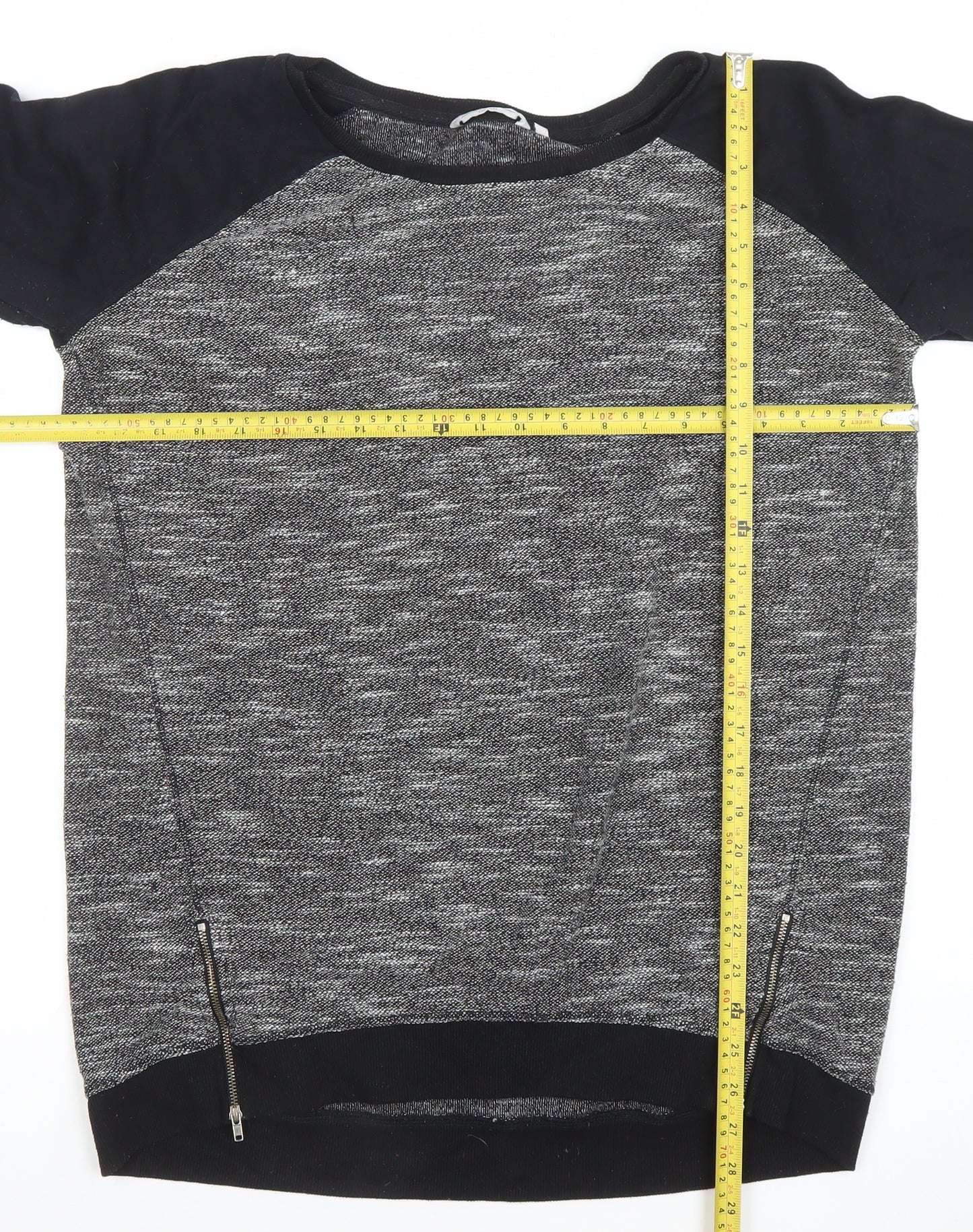 Look Womens Black Size 16 Crew Neck Long Sleeve Zip Jumper