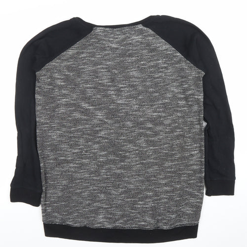 Look Womens Black Size 16 Crew Neck Long Sleeve Zip Jumper