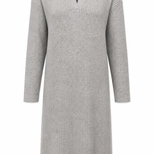 Nasty Gal Women Grey Ribbed Knit Long Sleeve Midi Sweater Dress UK 4