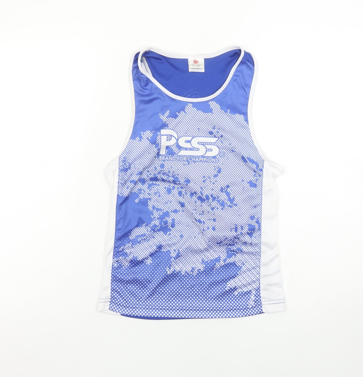 Prime Sports Boys Blue Running Tank Top 7-8 Years Lightweight Polyester