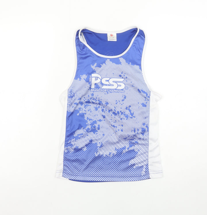 Prime Sports Boys Blue Running Tank Top 7-8 Years Lightweight Polyester
