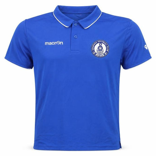 Macron Men's Blue S Football Polo Shirt Ashford FC Embroidered Badge