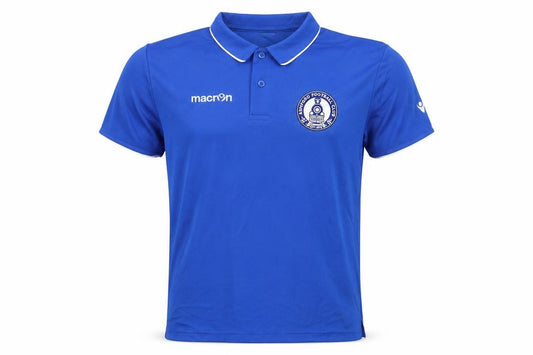 Macron Men's Blue S Football Polo Shirt Ashford FC Embroidered Badge