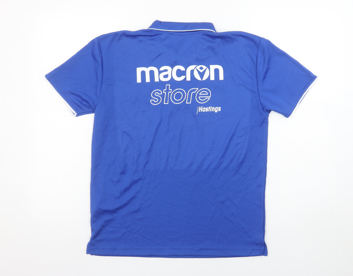 Macron Men's Blue S Football Polo Shirt Ashford FC Embroidered Badge