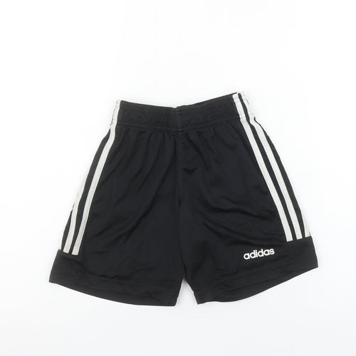Adidas Boys Black 9-10 Years Athletic Sports Shorts