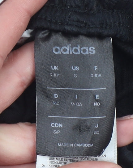 Adidas Boys Black 9-10 Years Athletic Sports Shorts