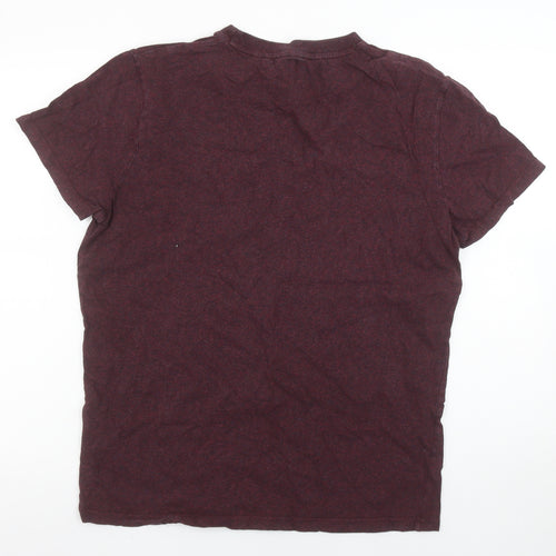 Superdry Men Burgundy Crew Neck Organic Cotton T-Shirt Size L