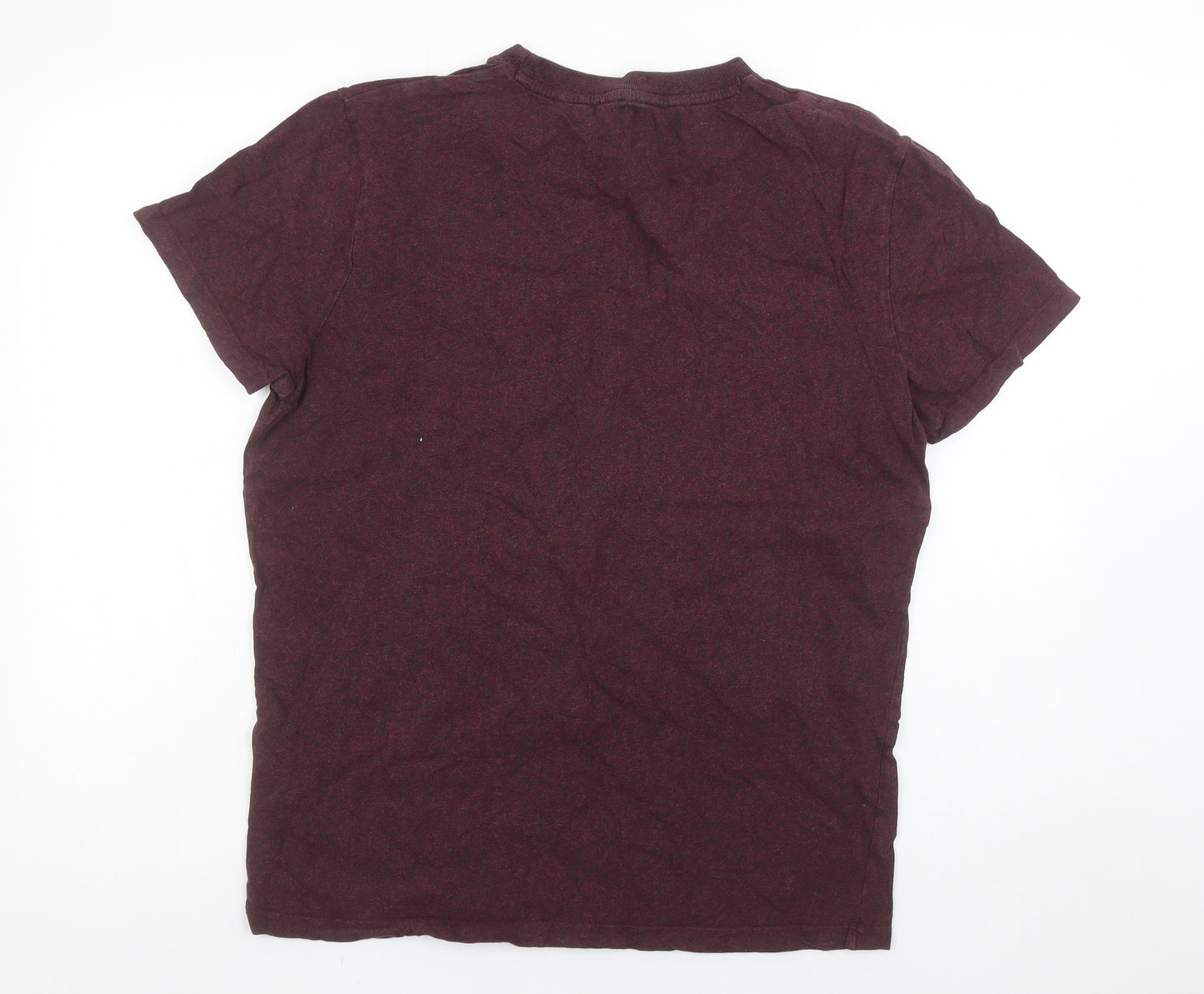 Superdry Men Burgundy Crew Neck Organic Cotton T-Shirt Size L