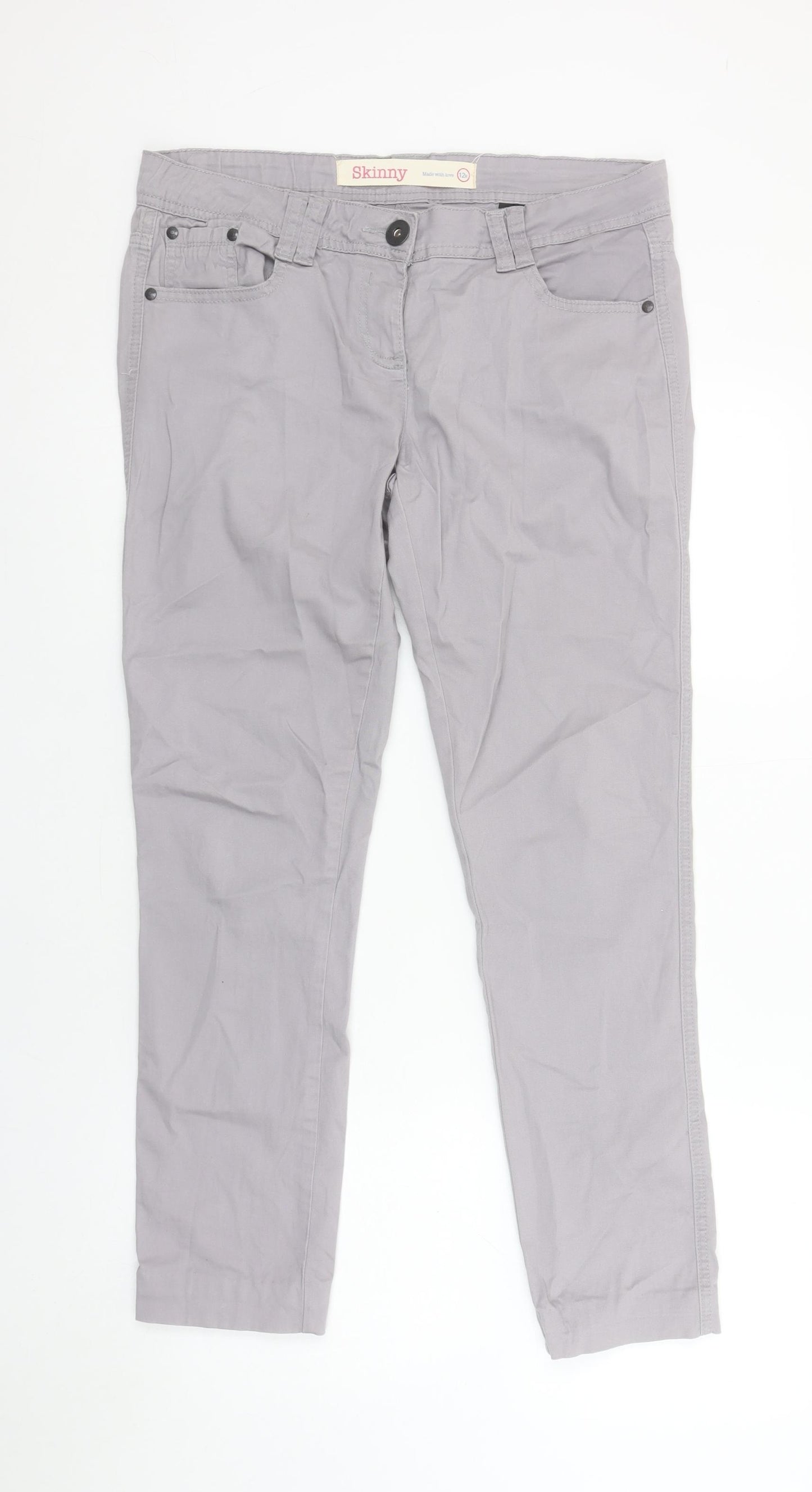 Next Womens Grey Skinny Twill Stretch Trousers Size 12