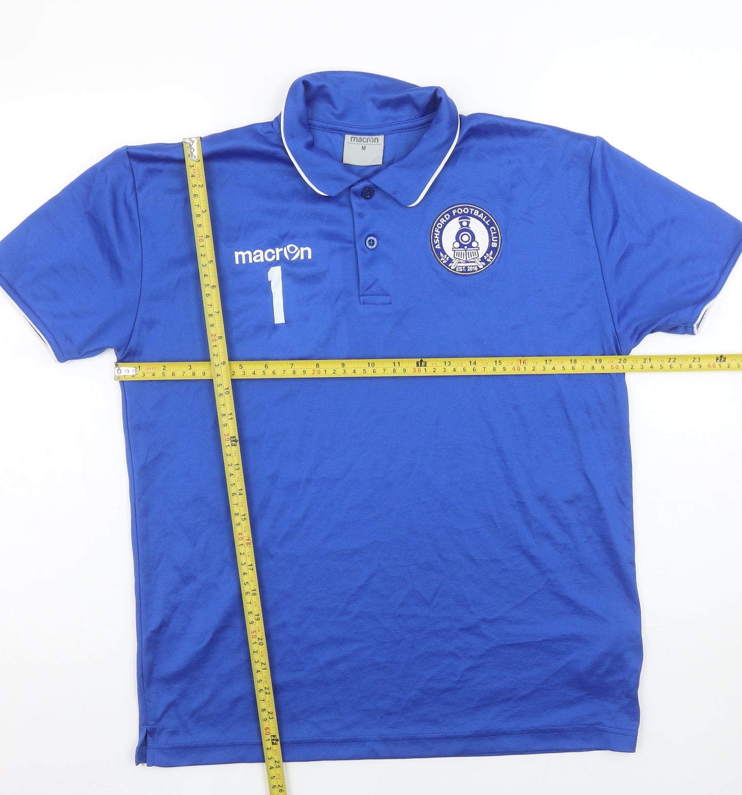 Macron Men Blue Ashford Football Club Polo Shirt Size M