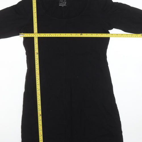 Sandwich Women Black Shift Dress L Long Sleeve Jersey Cotton