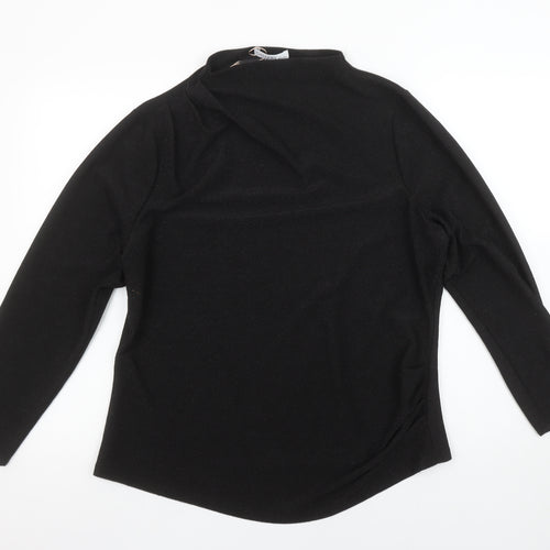Gallery Women’s Black Long Sleeve High Neck Stretch Blouse Size L