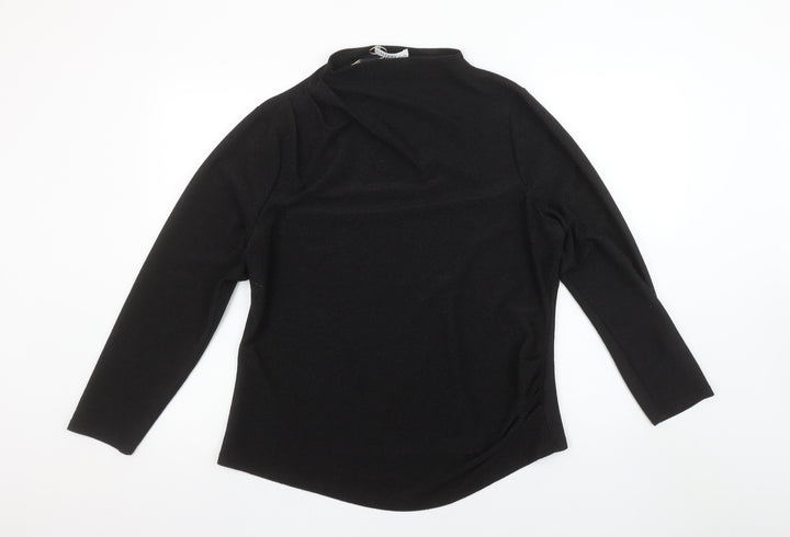 Gallery Women’s Black Long Sleeve High Neck Stretch Blouse Size L