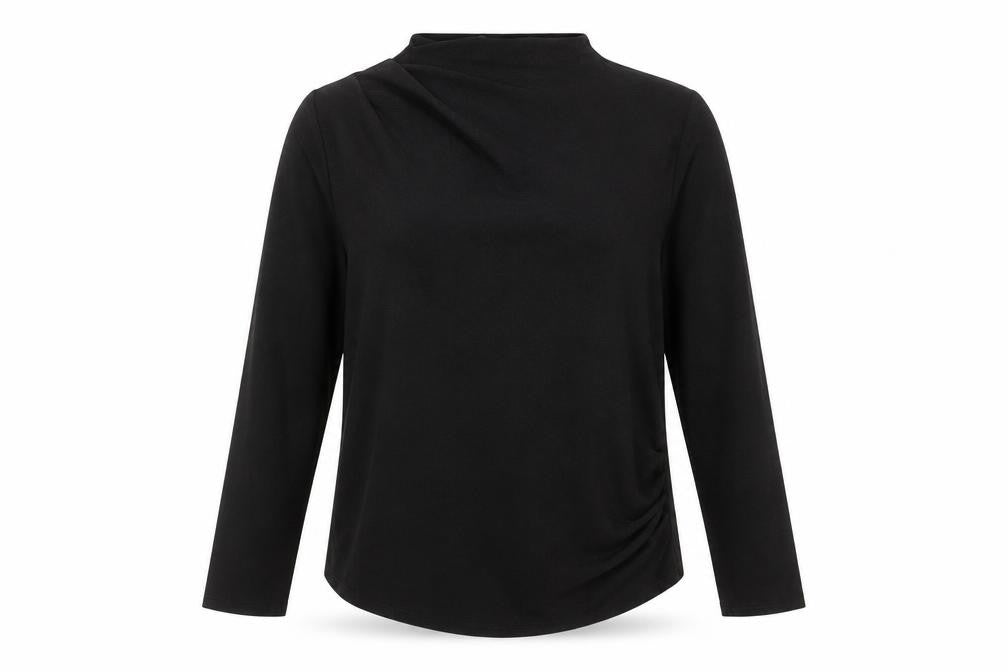 Gallery Women’s Black Long Sleeve High Neck Stretch Blouse Size L