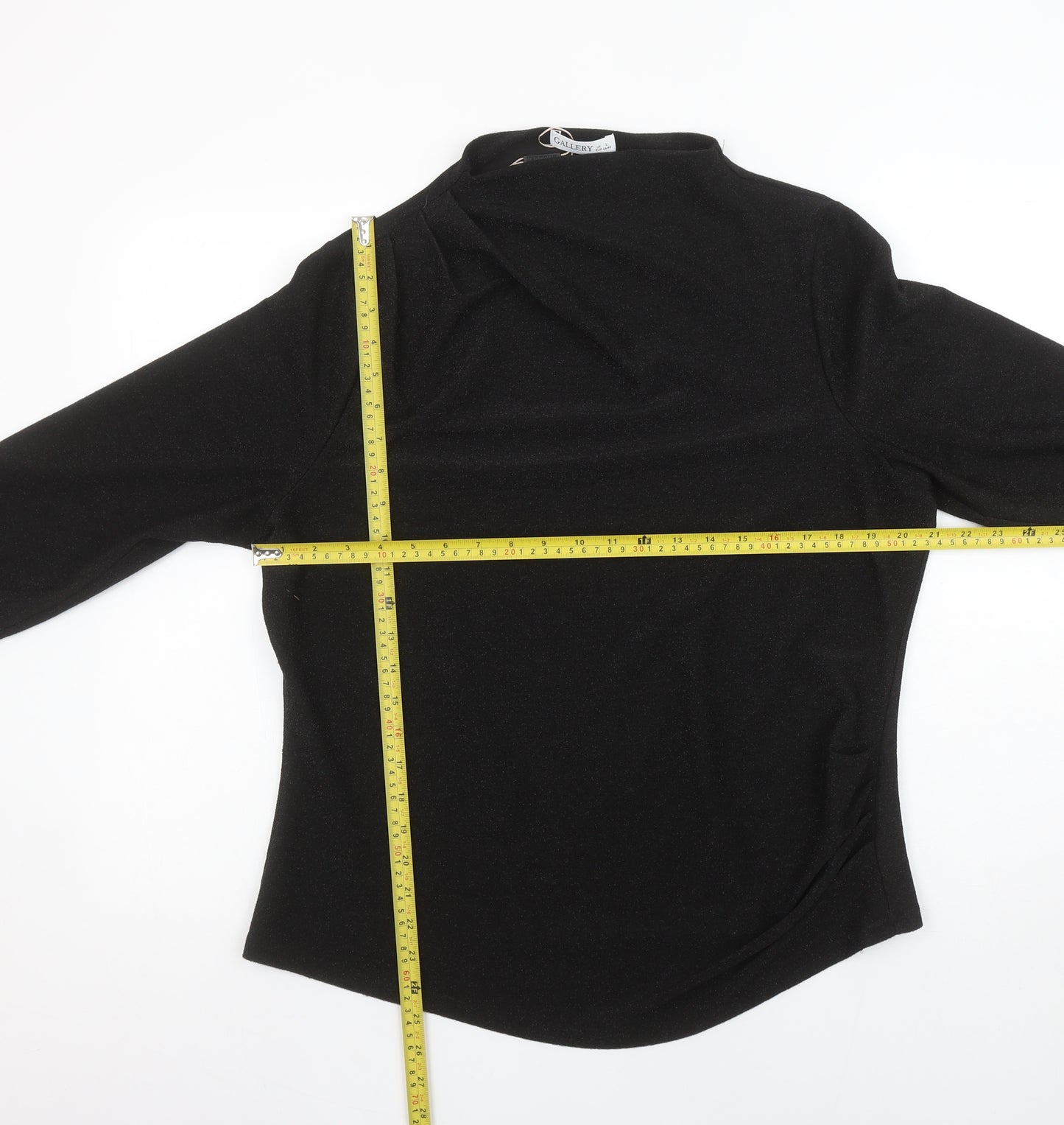 Gallery Women’s Black Long Sleeve High Neck Stretch Blouse Size L