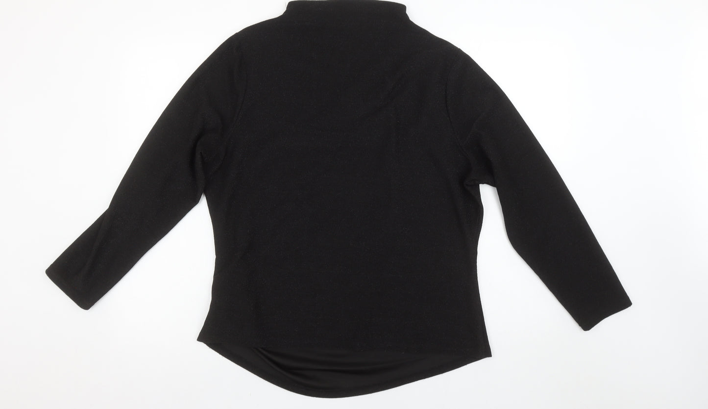 Gallery Women’s Black Long Sleeve High Neck Stretch Blouse Size L