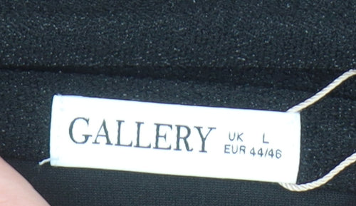 Gallery Women’s Black Long Sleeve High Neck Stretch Blouse Size L