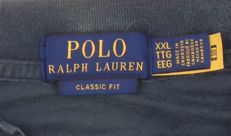 Ralph Lauren Men's Blue 2XL Classic Fit Cotton Polo Shirt
