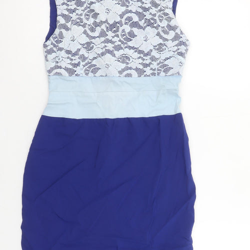 Vesper Women's Blue Lace Panel Bodycon Dress Size 12