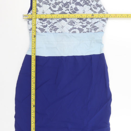 Vesper Women's Blue Lace Panel Bodycon Dress Size 12